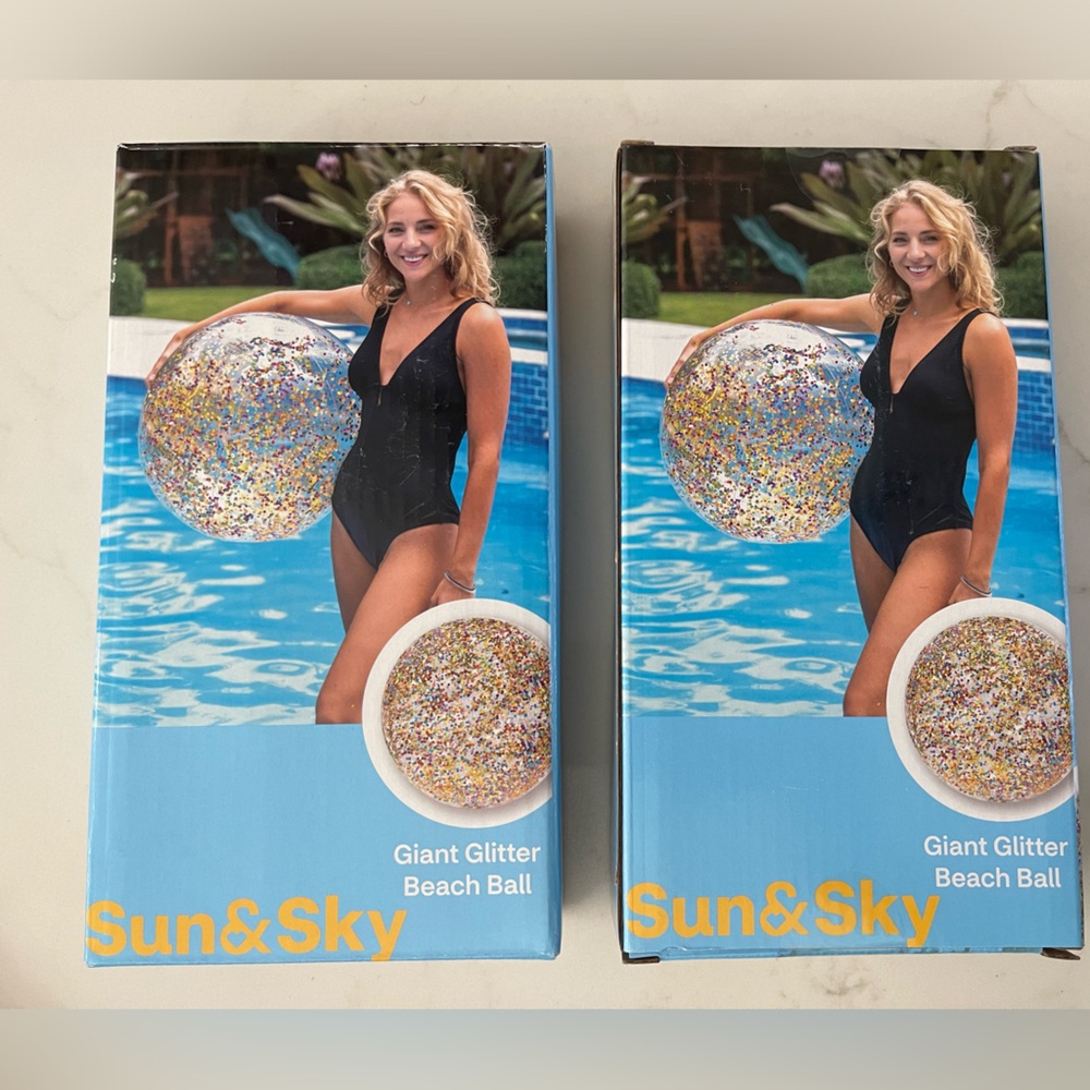 Sun & Sky Giant Glitter‎ Beach Ball - Bundle of 2